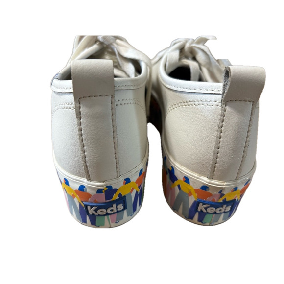 Keds Triple Up Leather Rainbow People White Platform Sneakers size 6.5 - Picture 7 of 7